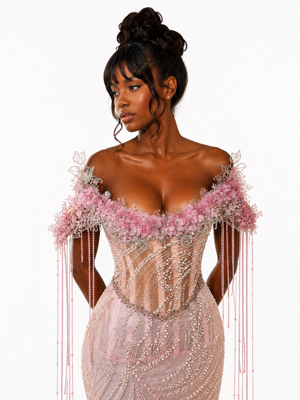 Blush Pearl Bloom Gown- $ 2,500