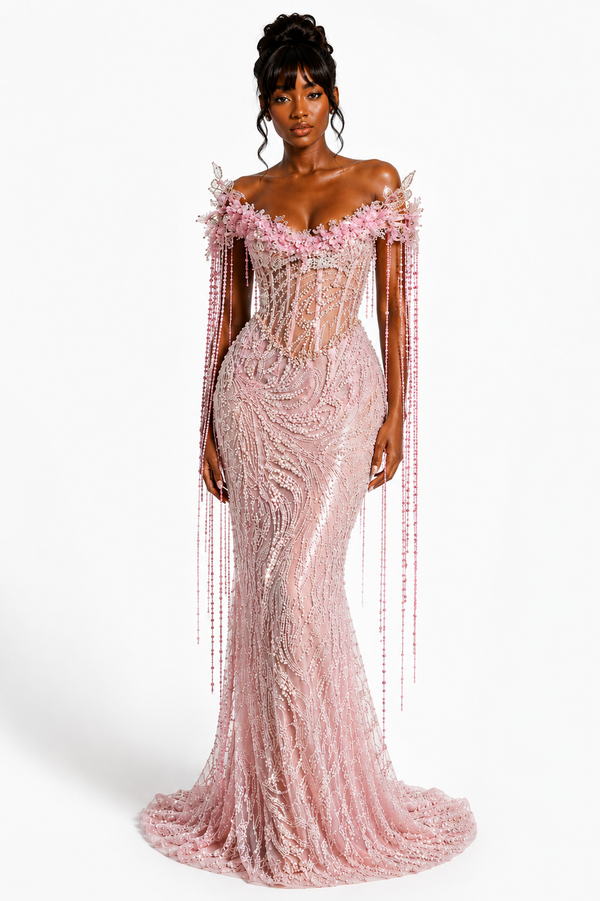 Blush Pearl Bloom Gown- $ 2,500