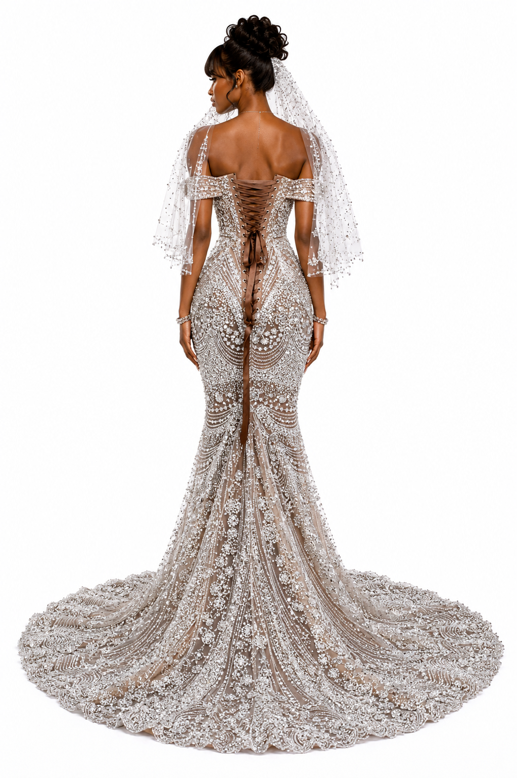 Royal Pearl Veil Gown - $2,700