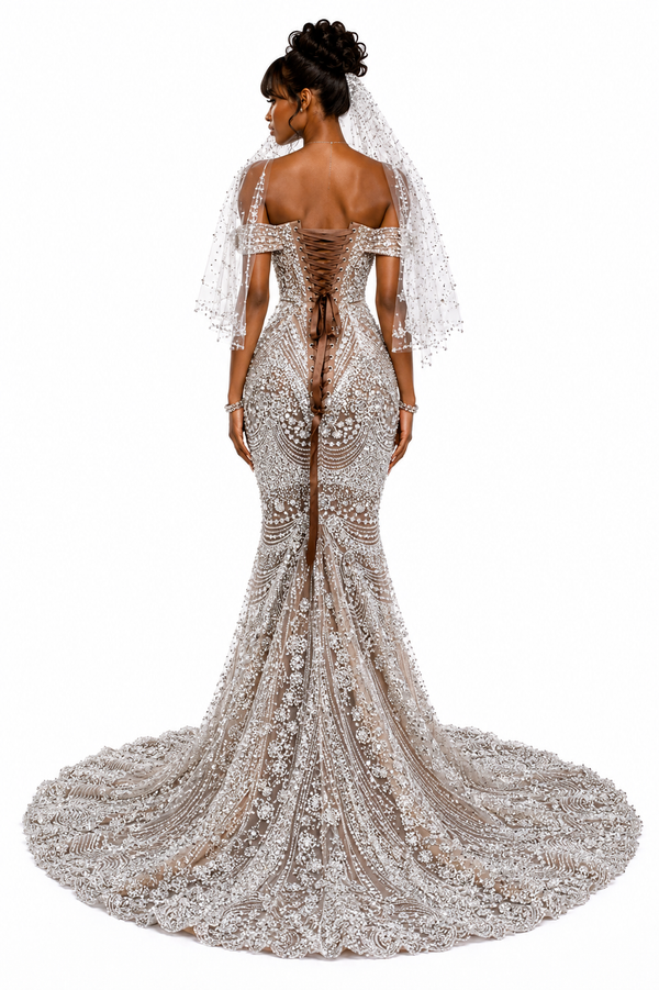 Royal Pearl Veil Gown - $2,700