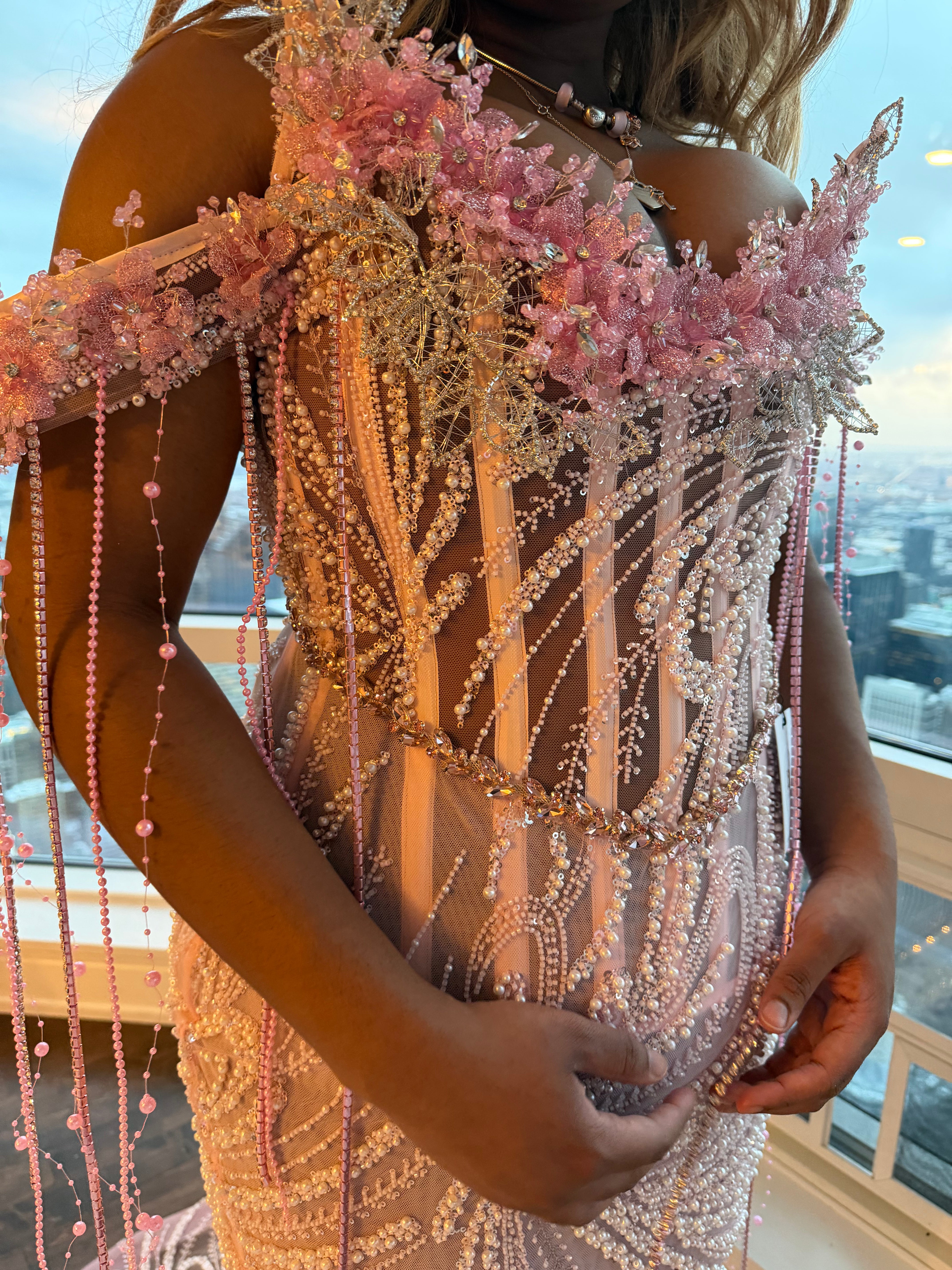 Blush Pearl Bloom Gown- $ 2,500