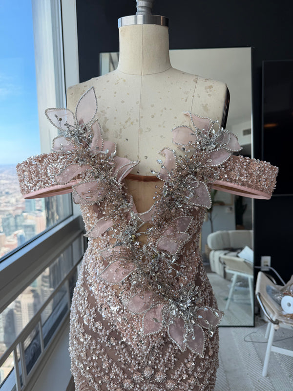 Blush Crystal Petal Gown - $2,500