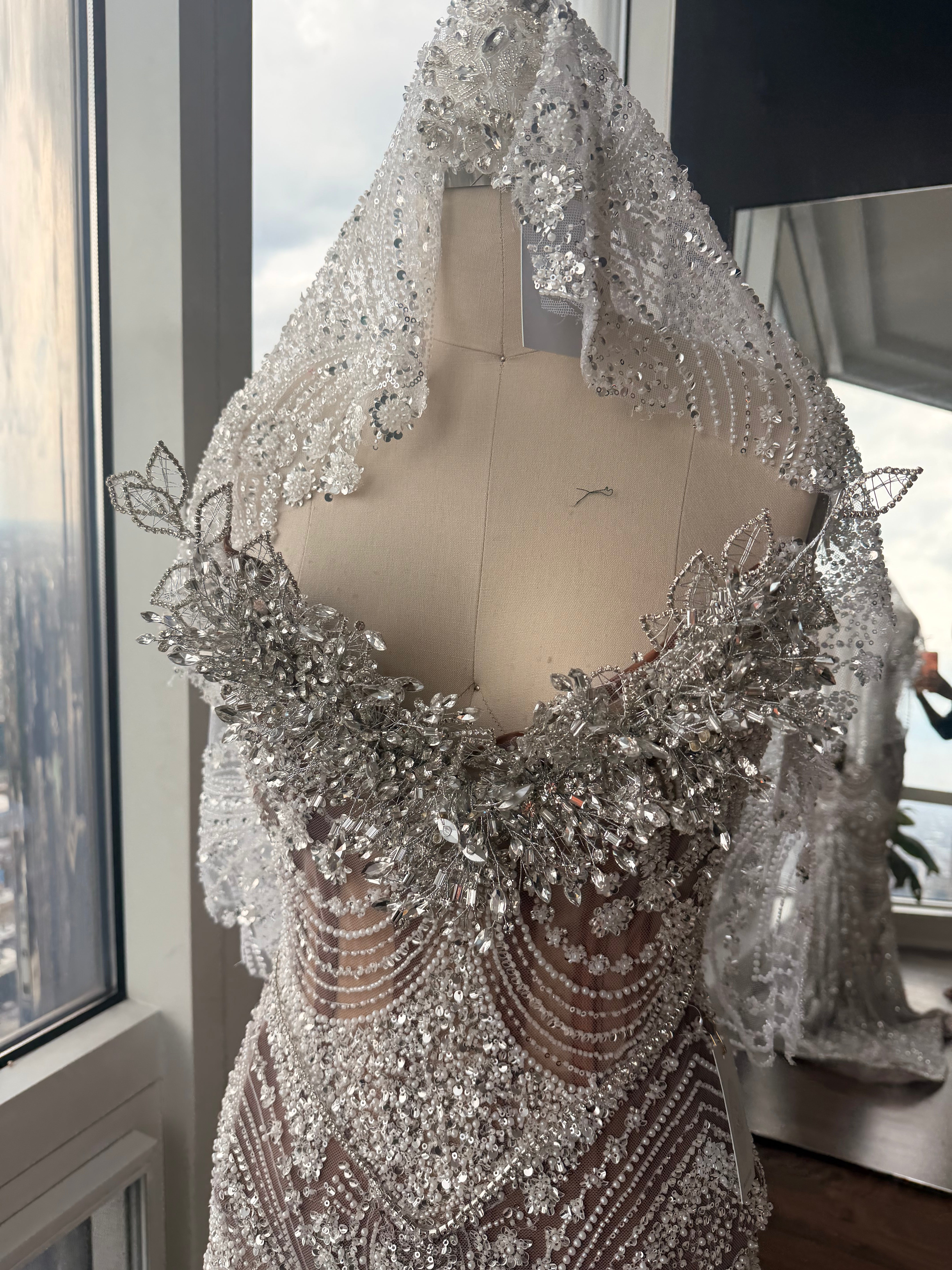 Royal Pearl Veil Gown - $2,700