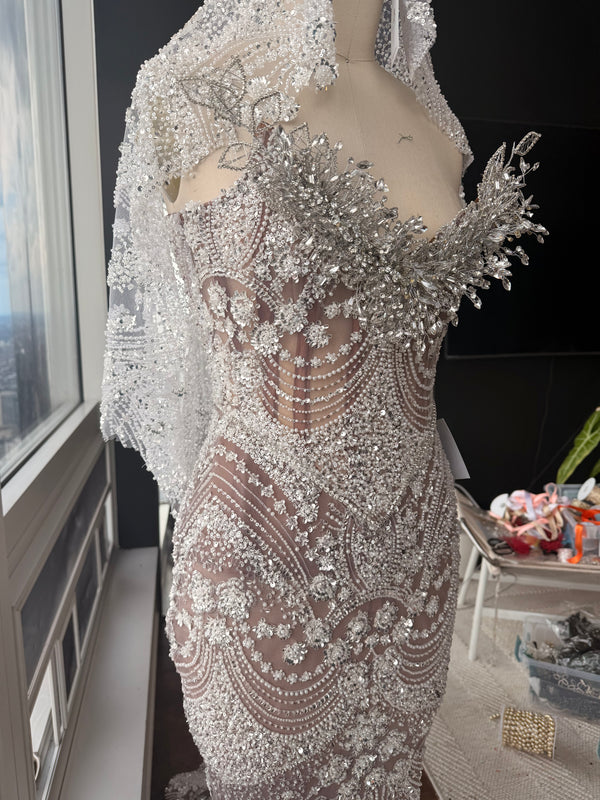 Royal Pearl Veil Gown - $2,700